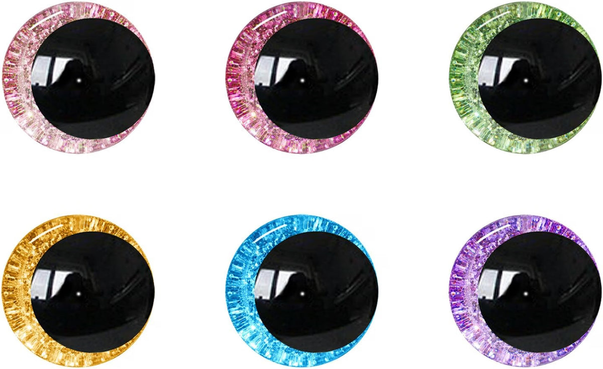 MUCUNNIA 30mm 3D Sparkle Moon Safety Eyes, 60 Pieces (30 Sets)