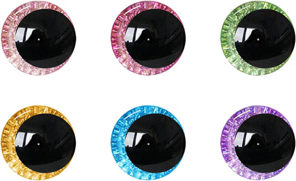MUCUNNIA 30mm 3D Sparkle Moon Safety Eyes, 60 Pieces (30 Sets)