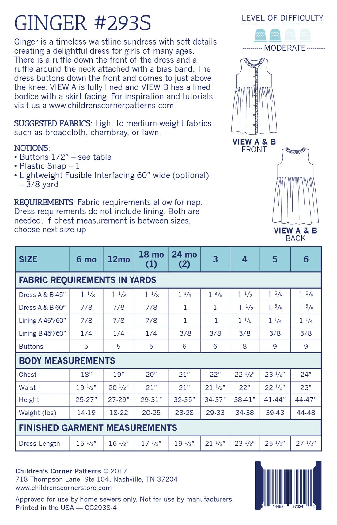 Ginger Pattern - Children's Corner (Sizes 6mo-6 & 7-14 yrs)