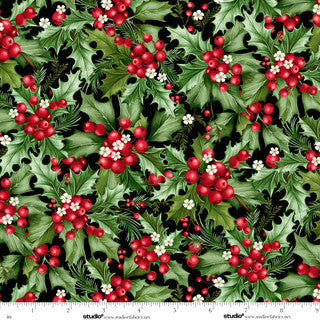 Holiday Feather & Flourish Holly Berry - Black Multi