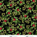 Holiday Feather & Flourish Holly and Mistletoe - Black Multi