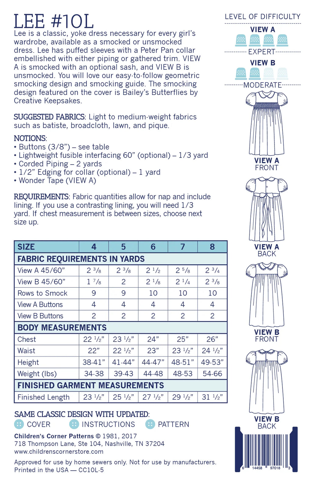 Lee Pattern - Children's Corner (Sizes 6mo-3 & 4-8 yrs)