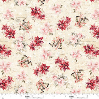 Christmas Magic Poinsettias & Bells - Ivory