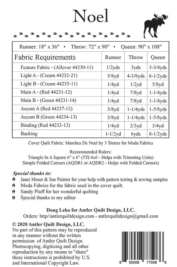 Noel Quilt Pattern - Antler Quilt Design