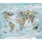 Our World Digital World Map Panel - Multi Color | Y4931-55 | Clothworks
