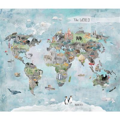 Our World Digital World Map Panel - Multi Color | Y4931-55 | Clothworks