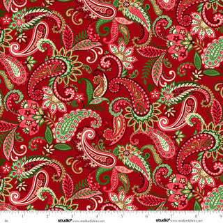 Holiday Feather & Flourish Paisley - Red