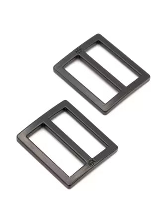 Slider Widemouth Flat, 1in in Black Metal, Set of Two