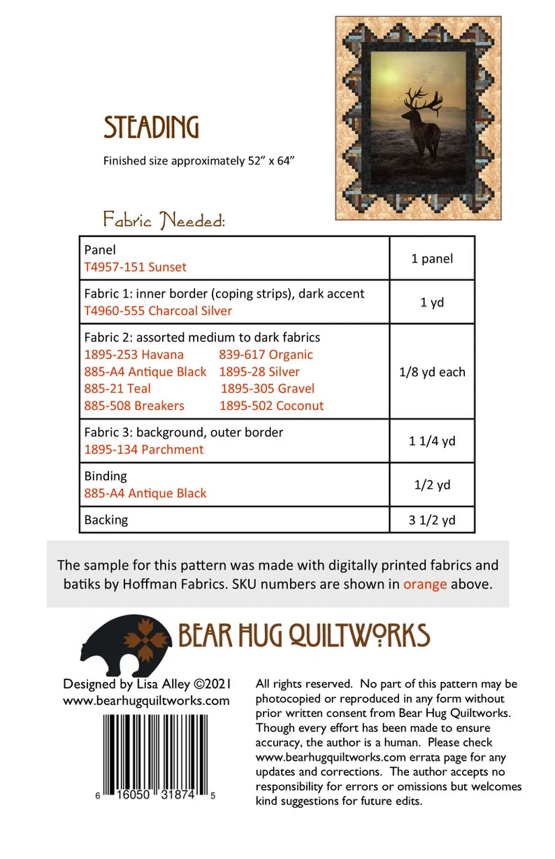 Steading Quilt Pattern - Bear Hug Quiltworks